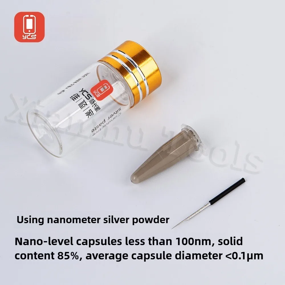 La pâte d'argent conductrice YCS-D11 a une conductivité élevée et peut résister aux hautes températures pendant les composants à faible résistance conduisent