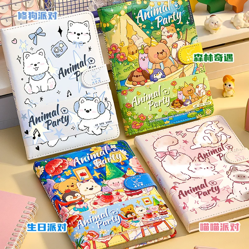 Kaba Bear Cute Puppy Notebook Cartoon Leather Cover Magnetic Buckle Portable Notepad Diary Book