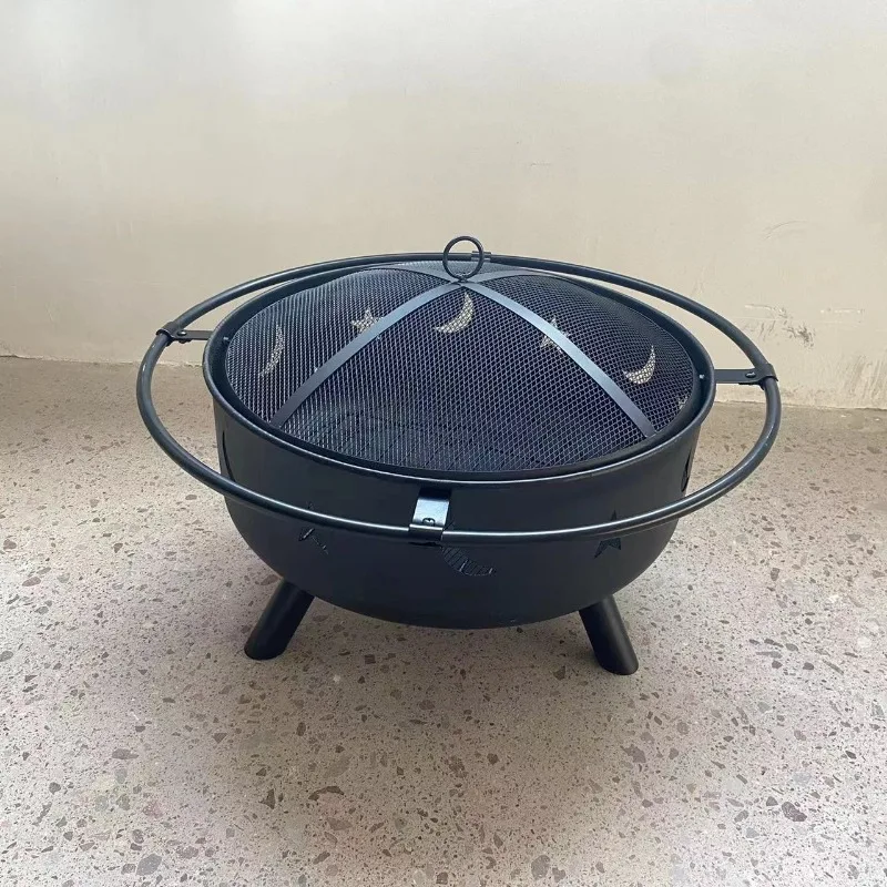 Thickened and bold portable outdoor round barbecue grill Charcoal barbecue BBQ grill