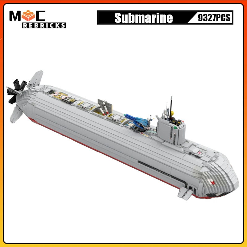 

9300PCS Bricks WW II Naval War Subnautica Thundershark Submarine MOC Set Building Blocks Model Military Warship Toy for Kid Gift