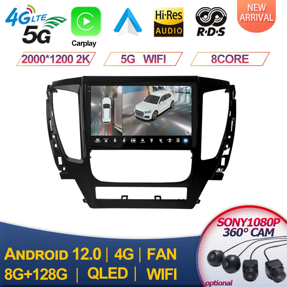 

for Mitsubishi Pajero Montero Sport 3 2015-2021 Car Multimedia Radio GPS DPS IPS CarPlay 360 Panoramic Optical Android 13