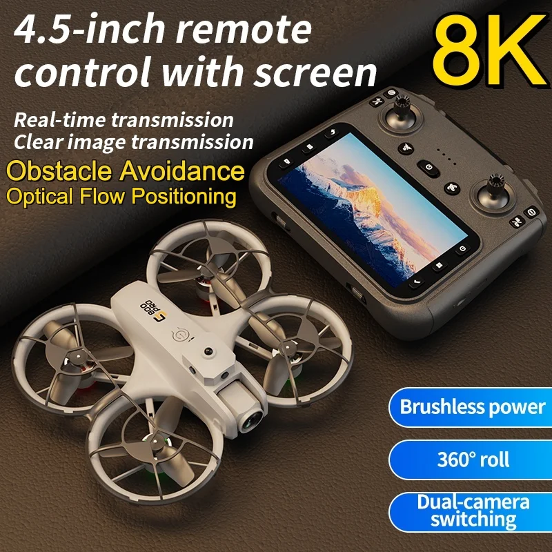 

NEW Drone 8K HD Camera 4.5 inches Screen Brushless Obstacle Avoidance Remot Control Aircraft 360 Roll Quadcopter optical flow