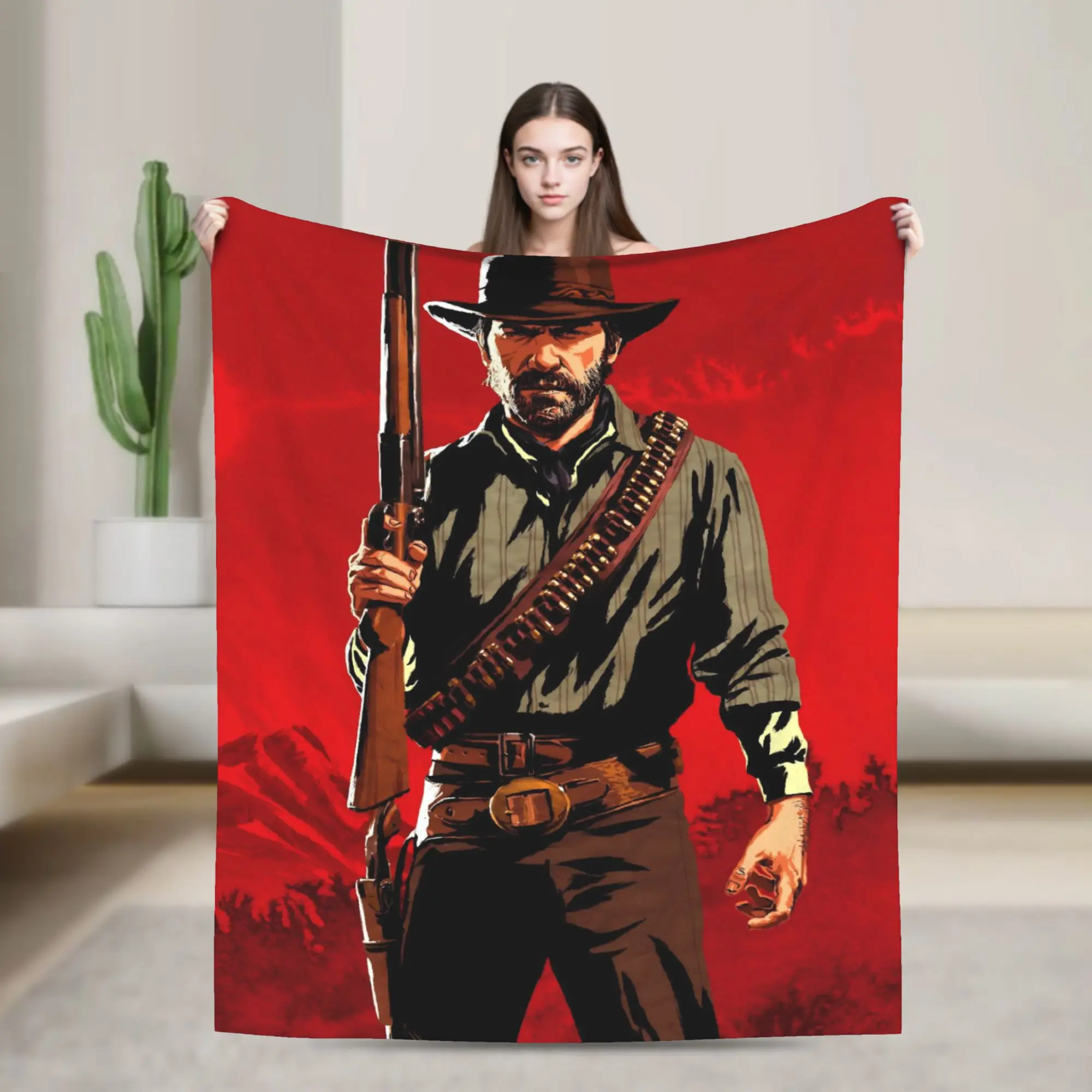 Reds Deads Game Redemptions Blankets Flannel John Jack Arthur Lightweight Thin Throw Blankets for Outdoor Travel Bedroom Quilt