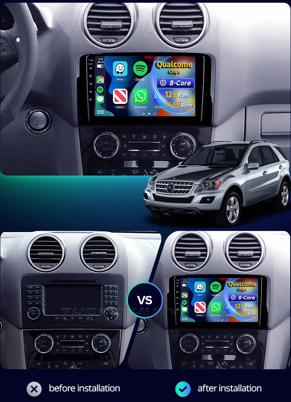 For Mercedes Benz ML GL ML350 GL320 X164 2005 - 2009 Android 16 Car Radio Multimedia Player Android Auto Carplay Head Unit Navig