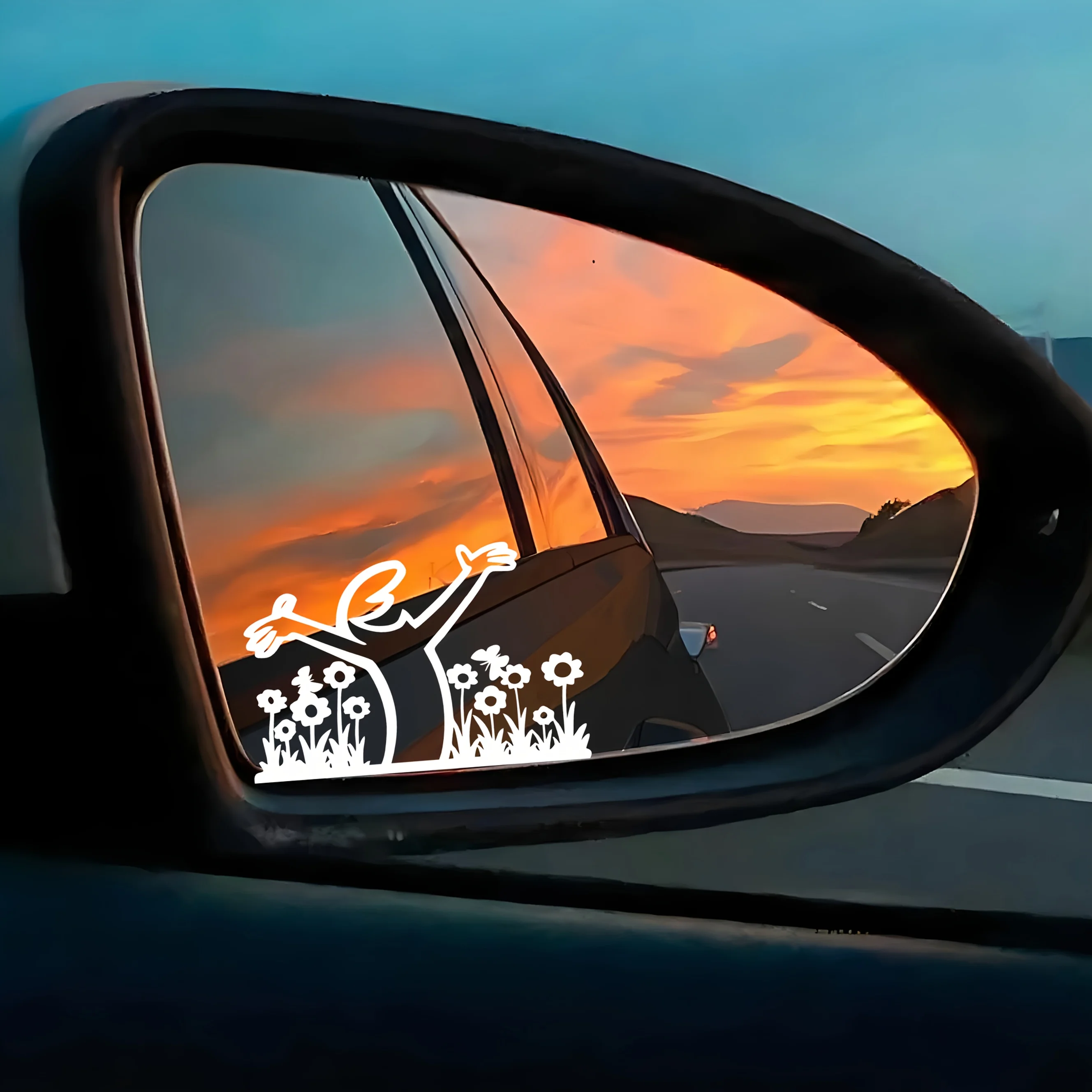 

2pcs Minimal Line Art Gopher Flower Waterproof Vinyl Sticker for Car Window Laptop