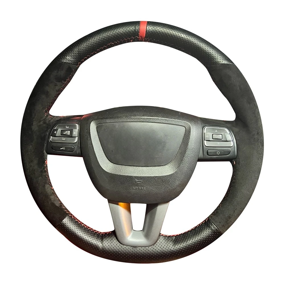 DIY Braid Car Steering Wheel Cover Wrap Non-Slip Suede Leather For Seat Alhambra Toledo Leon Altea Leon Cupra Car Accessories