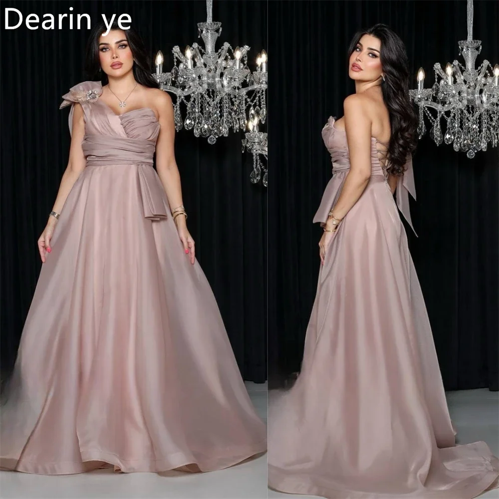 

Customized Evening Gown Saudi Arabia Dearin One-shoulder A-line Floor Length 3D Flower Bespoke Occasion Dresses Formal Prom Dr