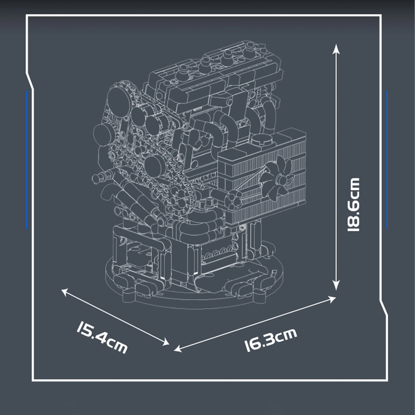 MOULD KING Silnik walcowy czterocylindrowy 811 elementów Klocki Techniczne Realistyczny Model Puzzle Zabawki na Biurko Dla Chłopców Dorosłych Prezent na Boże Narodzenie