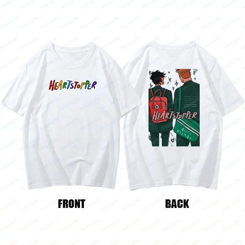 TV Show Heartstopper Men's Short Sleeve T-shirt Cotton Nick and Charlie Romance Anime Y2k Tops Unisex Tshirts Cotton Clothing