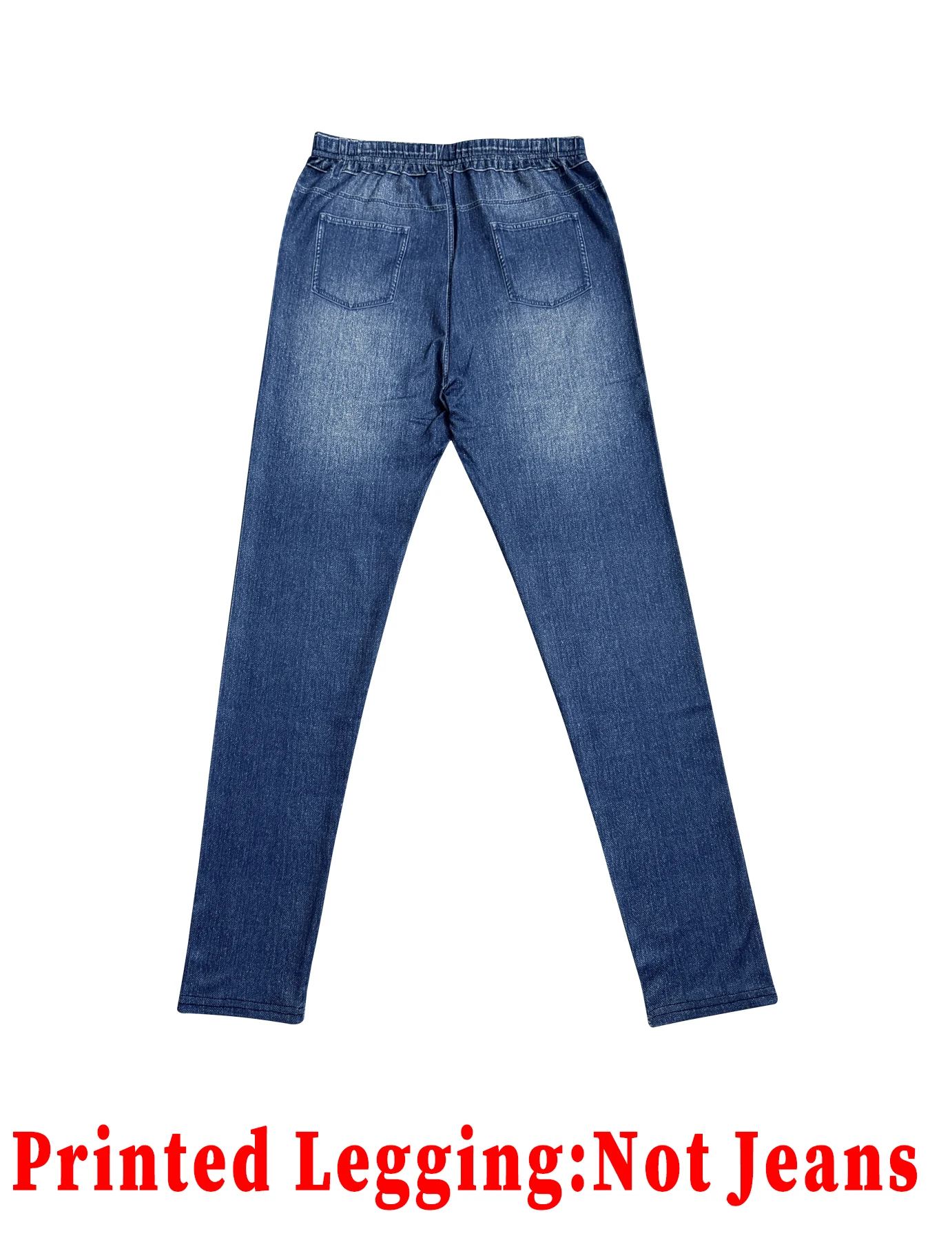Fashion Women Faux Denim Printed Skinny Pants, High Elastic Seamless Fake Pocket Casual Sports Long Leggings view 5