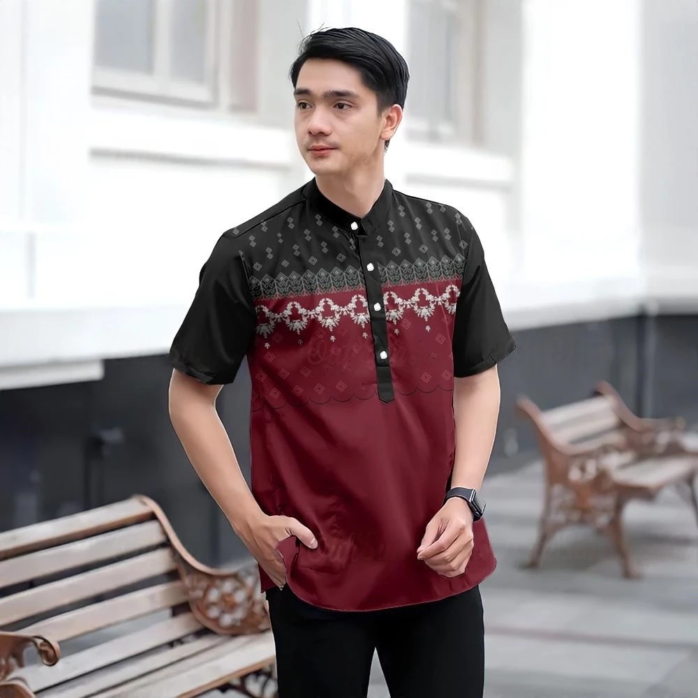 Malaysian Cocoa Shirt Modern Style Men Batik Short Sleeve Shirt Eid Shirt 2025 Kurta Shirt Made Quality Fabric Top KOKO MEN