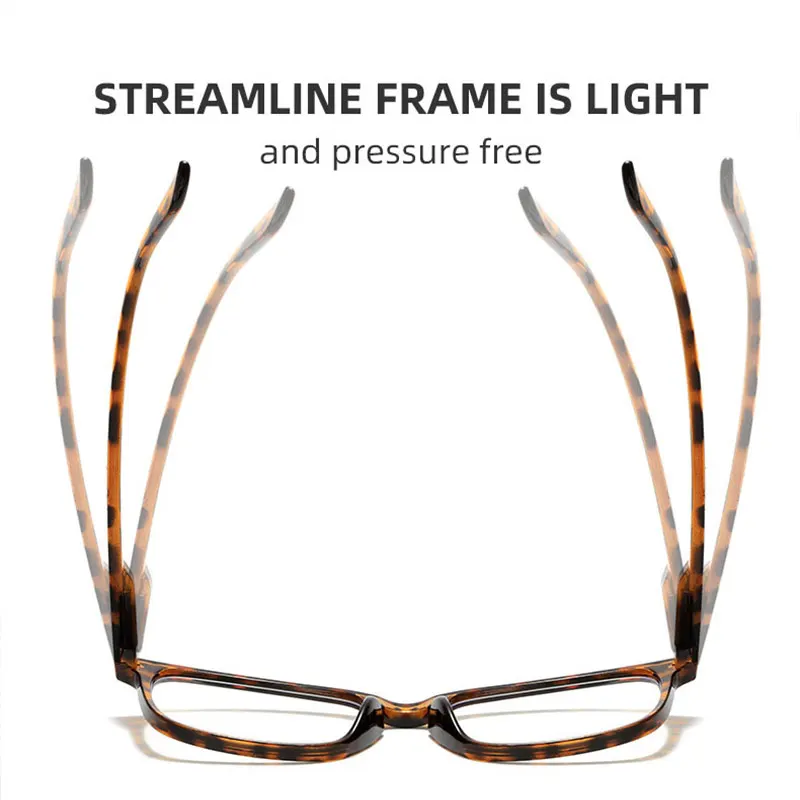 Elbru Transparent Anti-Blue Light Reading Glasses Women Men  Square Presbyopic Eyeglasses Frame Hyperopia Eyewear Degree 0+1..+4