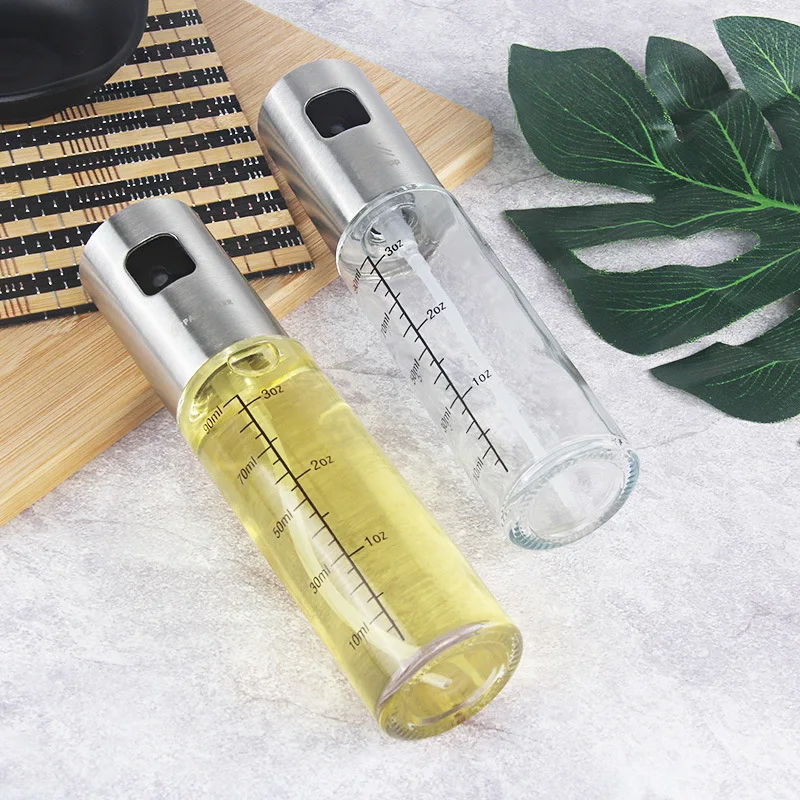 100ML Leakproof stainless steel olive oil sprayer oil spray bottle kitchen seasoning soy sauce barbecue bottle