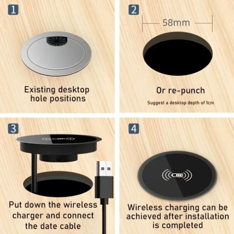 شاحن لاسلكي مدمج 15 وات قاعدة شحن حثي سريع لسطح المكتب لهاتف iPhone 16 15 14 13 12 Samsung S24 S23 Huawei Xiaomi Phone #6