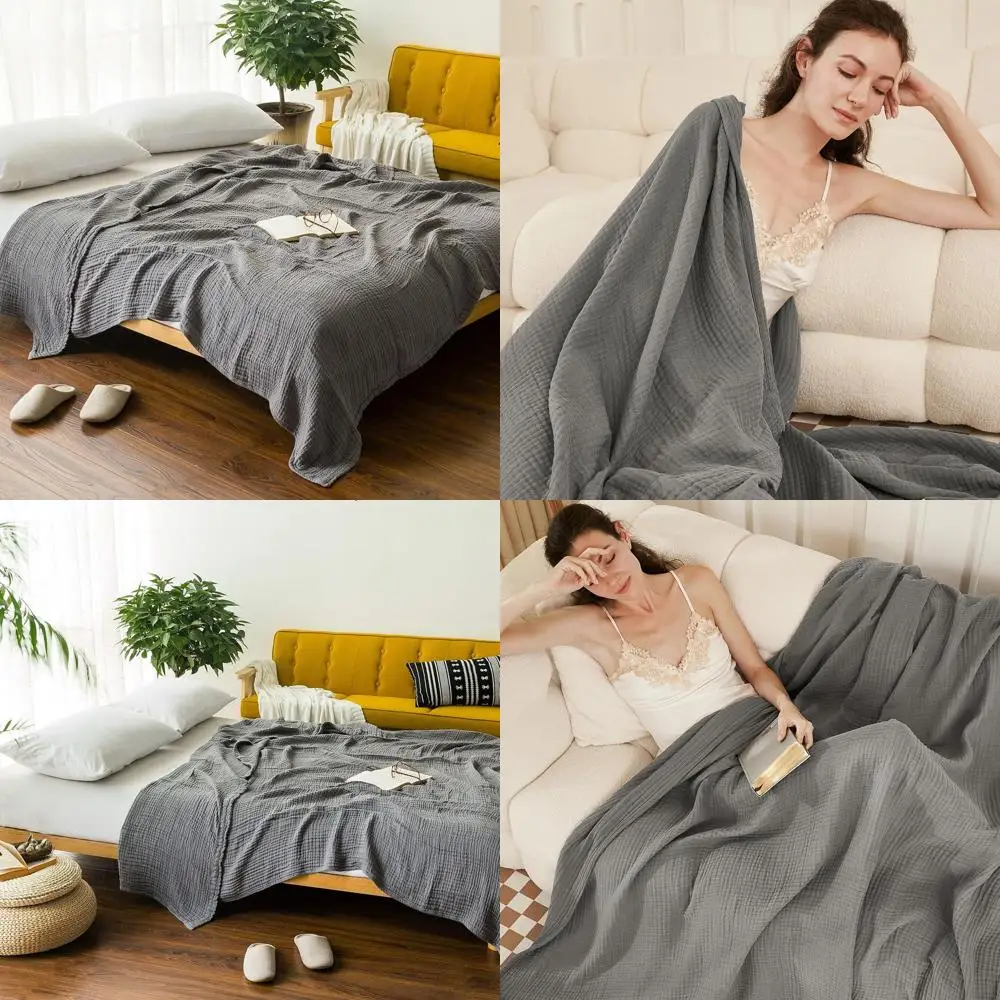 

Хлопковое муслиновое одеяло размера Queen, 90x90, мягкое, легкое, дышащее, серое на все сезоны