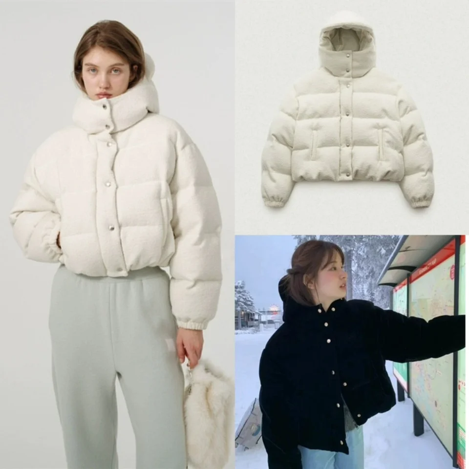 

Новая зимняя короткая куртка из гусиного пуха с одной пуговицей и капюшоном для женщин, утепленная, в корейском стиле, для повседневной носки, из прочной ткани