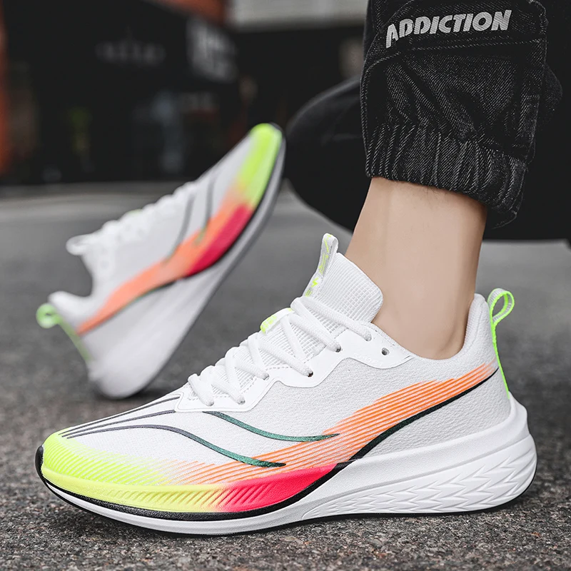 

Sports and leisure shoes, men's shoes, marathon oversized air cushioned shoes, fly woven all season rubber, wear-resistant, anti