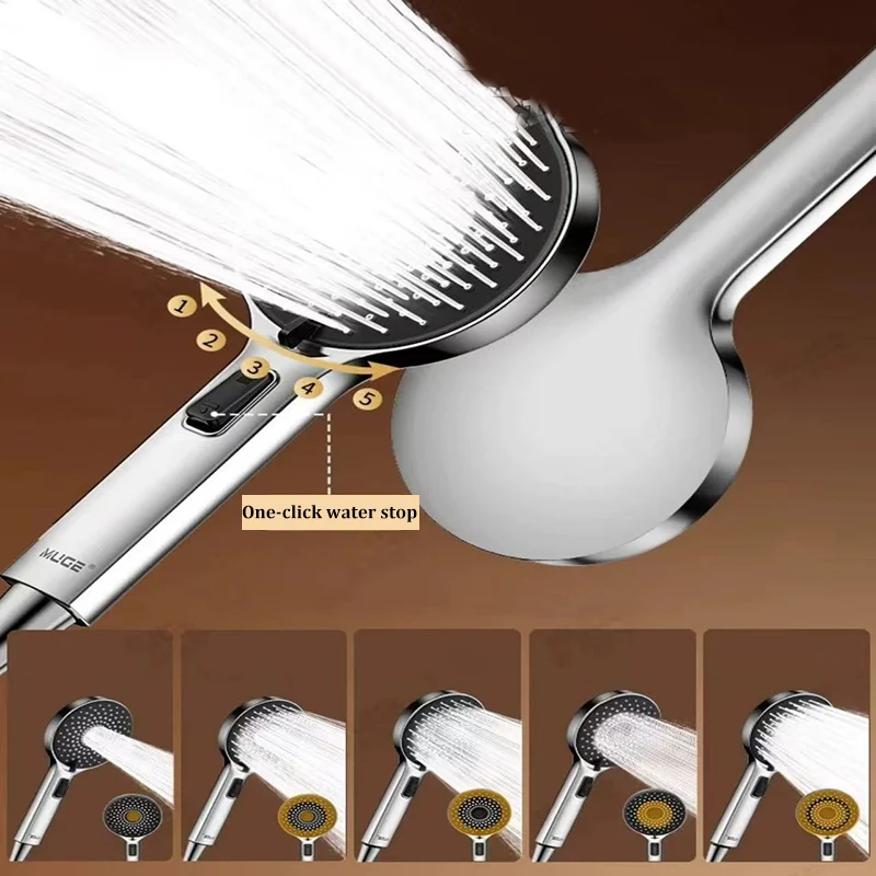 Booster Handheld Rain Shower Head Powerful Spray Anti-Clog Nozzle Adjustable Bathroom Shower Head for Low Water Pressure Home