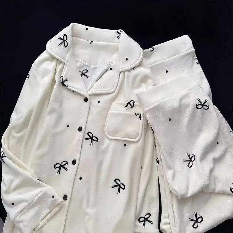 

Hello Kitty Women's Pajamas Set Sleepwear Fleece Lined Thickened Warm Velour Home Loungewear New Autumn Winter Sweet Cute Sanrio