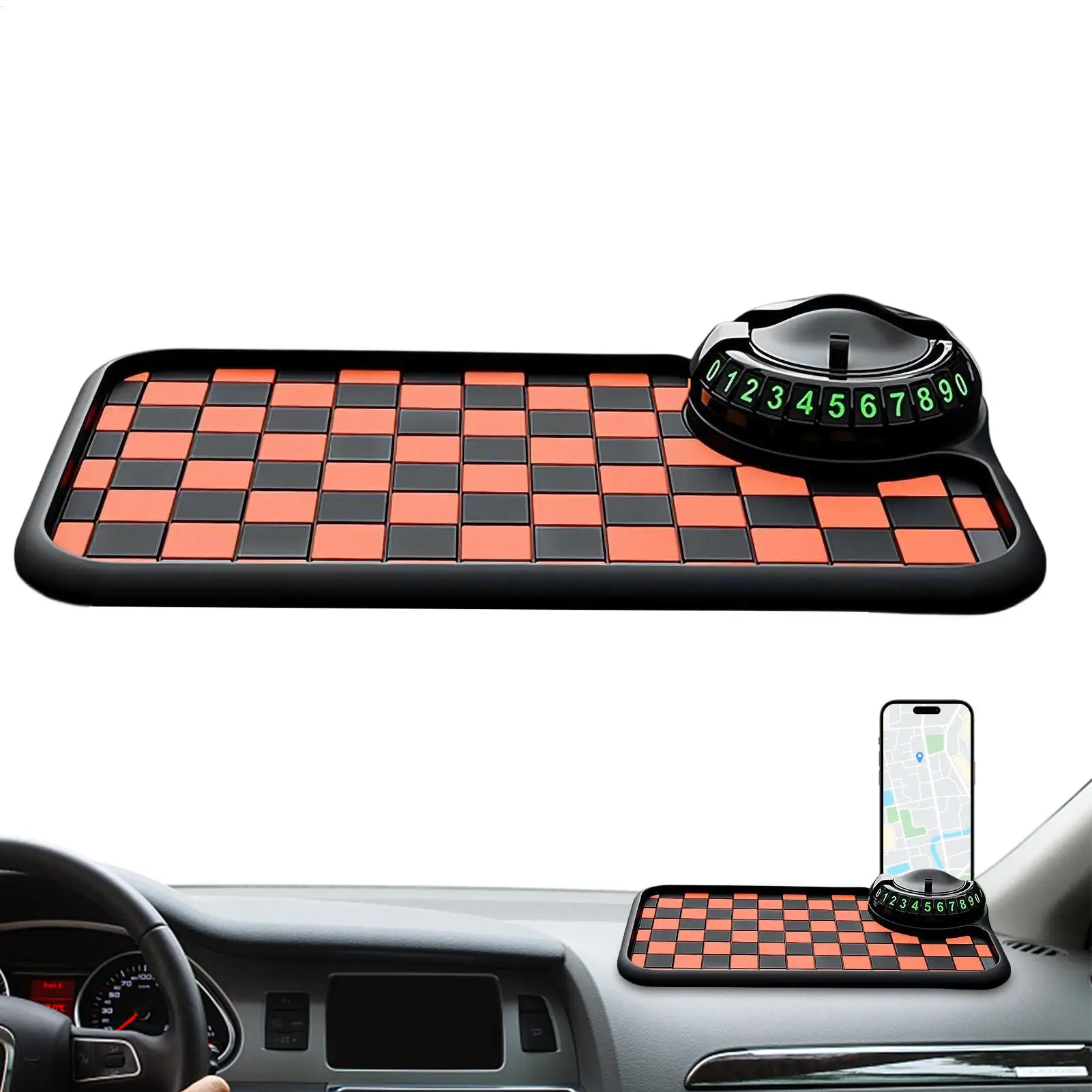 Anti Slip Pad For Car Dashboard 360-Degree Rotating Stand Holder With Parking Number Anti Slip Dashboard Mat For Automotive