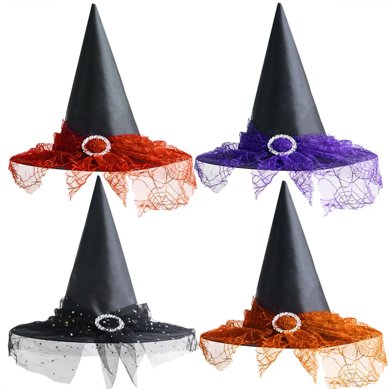 Halloween Witch Hat Pointed Headgear for Halloween Carnivals Masquerade