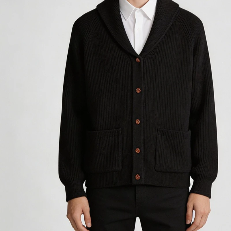 Retro Cardigan Jacket Men's Design Sense Autumn and Winter Thick Knitted Sweater