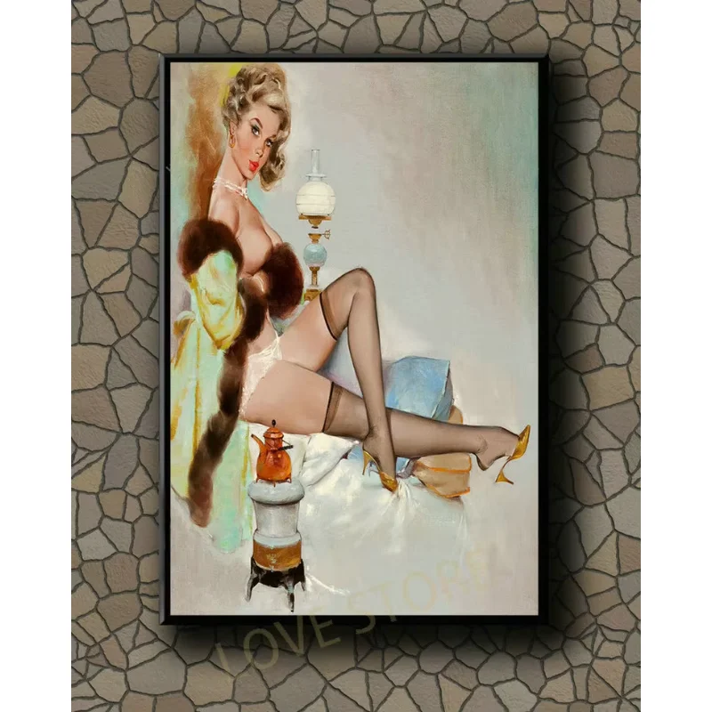 P496 Винтажная красивая классическая картина в стиле пин-ап для девочек 95, постер из шелковой ткани, художественный декор, домашняя живопись, подарок