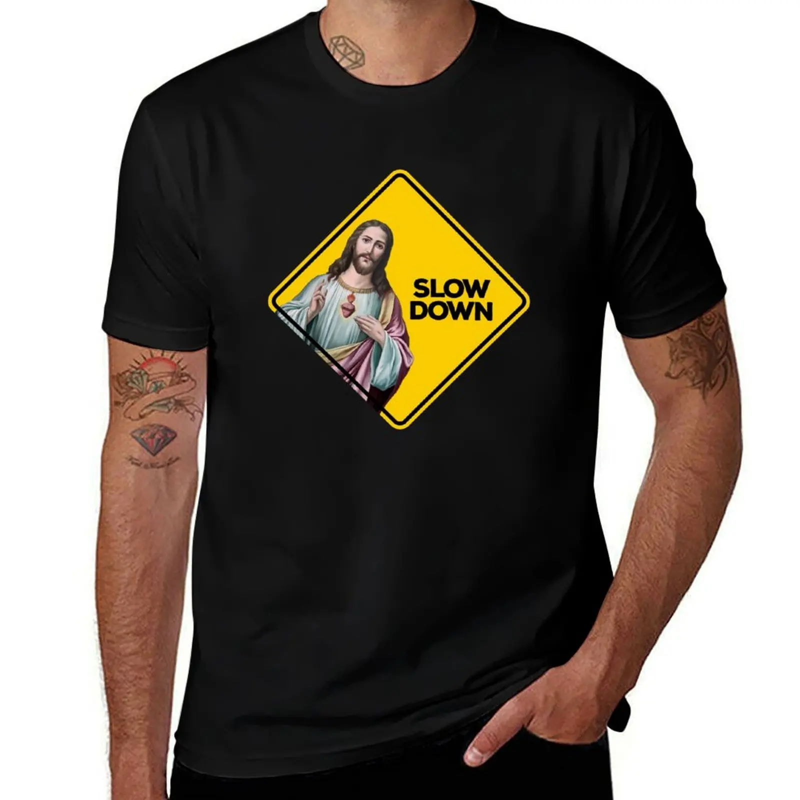 

Jesus Slow Down Sign Meme T-Shirt man t shirts for men t shirts for man pack white T-Shirt