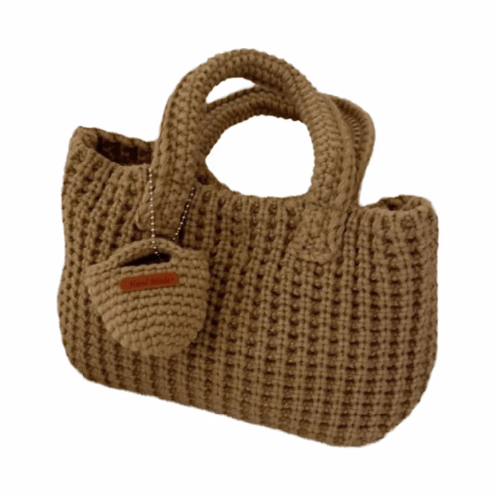 

Classic Knitted Handbag Crochet Large Sized Cotton Thread Woven Bag With Small Purse Eco-Friendly Vintage Style Bag