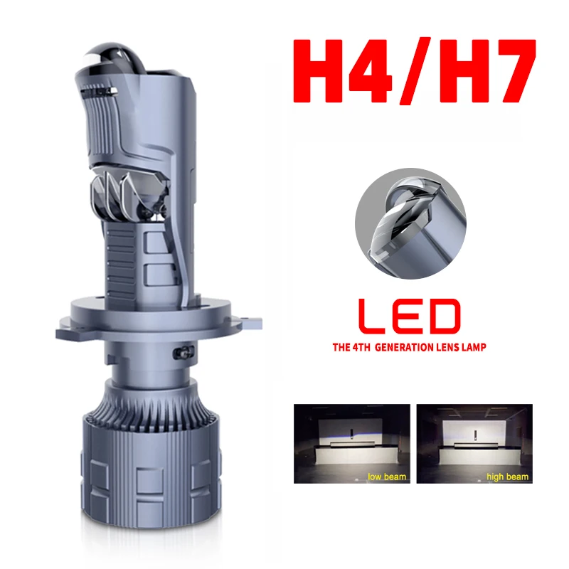 1 Piece of 50W 6000LM Super Bright Car Led Headlight 12V 24V H7 H4 Projector Mini Lens High Low Beam Light Bulb