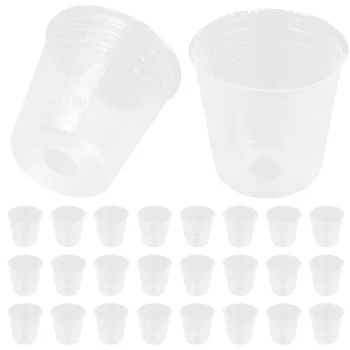 50 Pcs Nursery Cup Plastic Pots for Plants Small Flower Clear Funny with Drainage Transparent