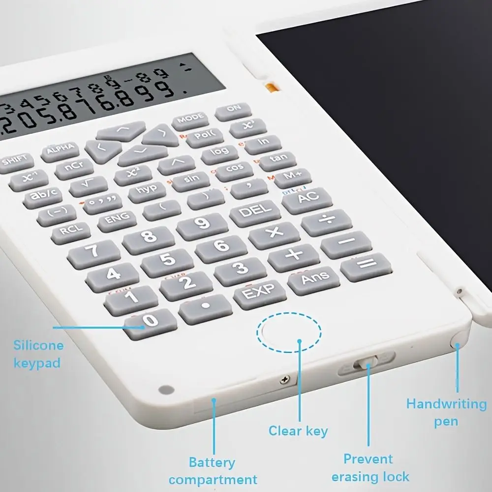 

3 in 1 Scientific Calculator Foldable Large Screen Display Office LCD Drawing Pad 6-inch Multifunctional