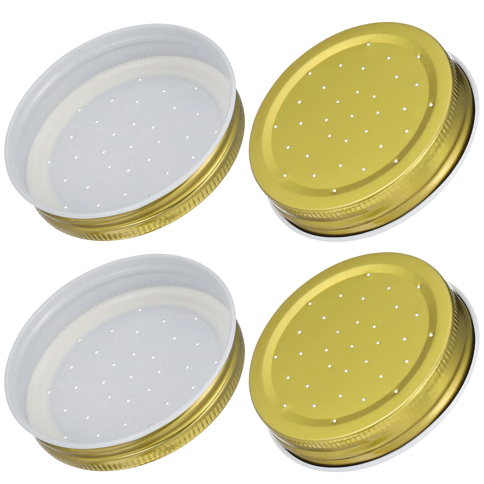 

4 Pcs Honey Feeder Mason Jar Lids Bee Waterer Feeding Device for Beehive Watering