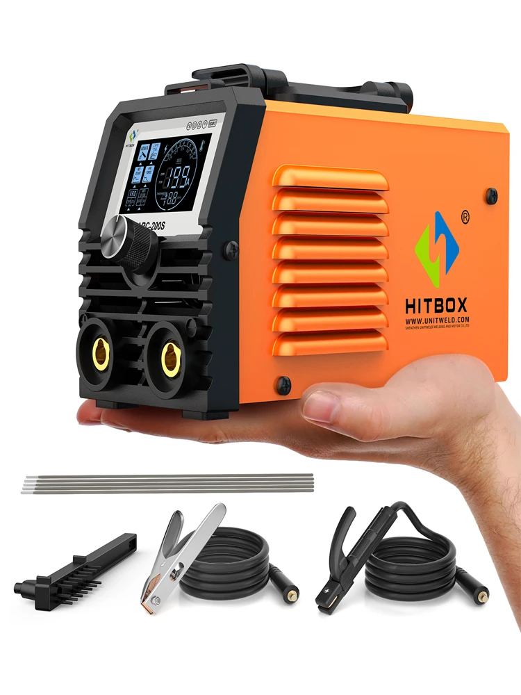 HITBOX ARC200S Schweißgerät 2 in 1 ARC MMA Lift TIG Tragbares Schweißgerät Großes LED-Display VRD Hot Start Anti-Stick für Anfänger