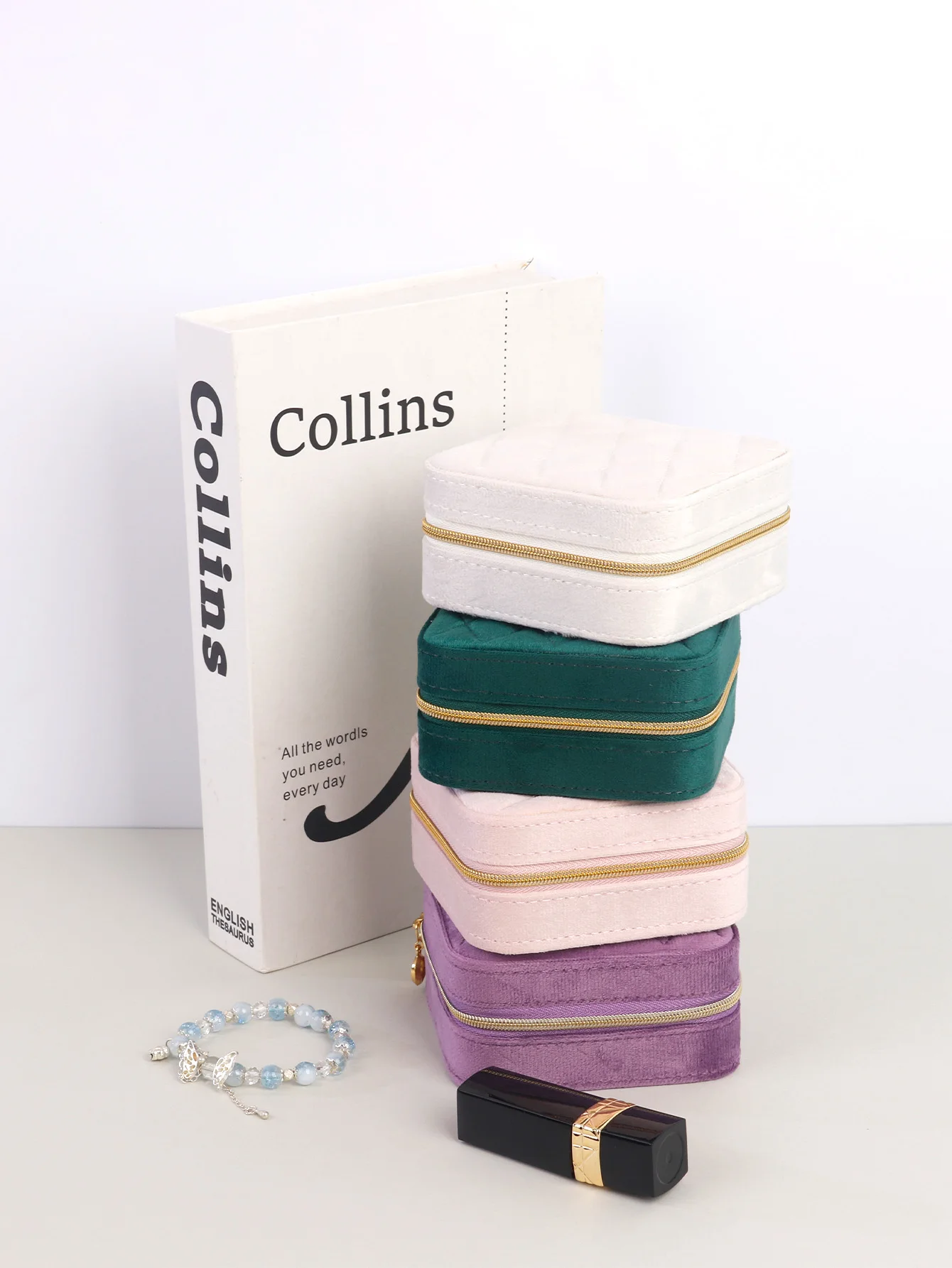 المعين المخملية صندوق مجوهرات النساء السفر المحمولة أقراط حلقة قلادة تخزين عرض مجوهرات المنظم صندوق Joyero #5