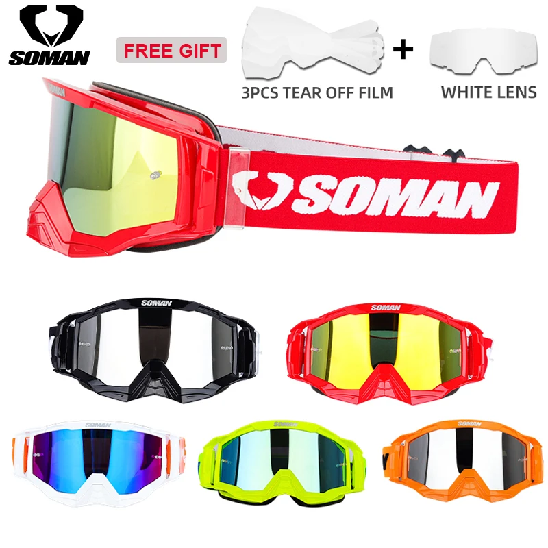 

Мотоциклетные очки SOMAN с HD-линзами, пылезащитные, для мотокросса, MTB, квадроциклов, солнцезащитные очки для мужчин, для езды на мотоциклах и питбайках