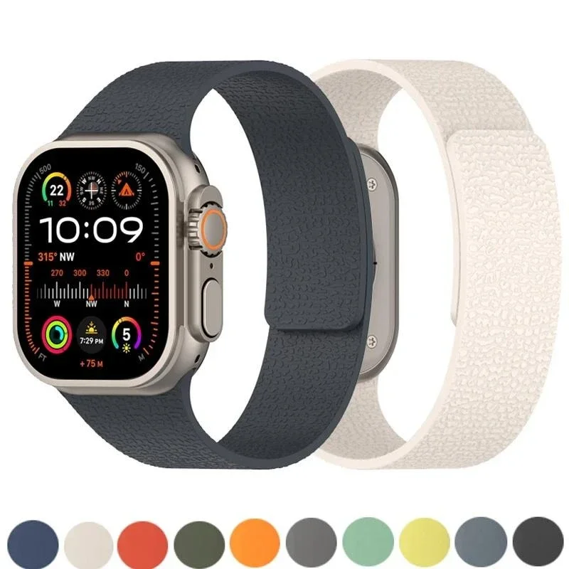 Apple Watch 11 10用シリコンストラップ バンド 46/42mm 44 40 38 41 45mm マグネット式ブレスレット iWatchシリーズ SE 9 8 7 6 5 4 Ultra 2 49mm対応