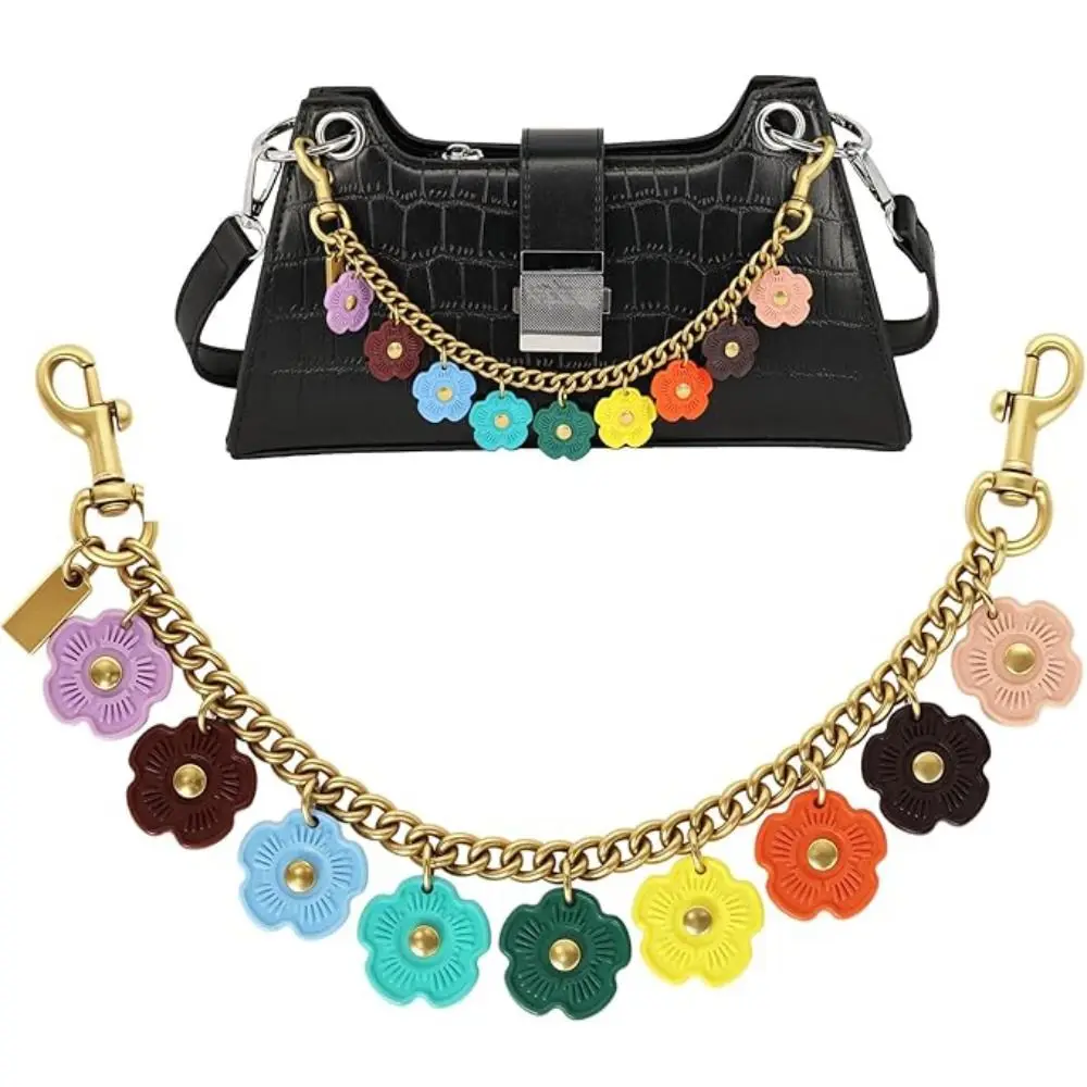Cute Colorful Flower Bag Chain Charm Metal DIY Wallet Chain Charm Bag Accessories Bag Strap Extender Chain Keychain & Charms