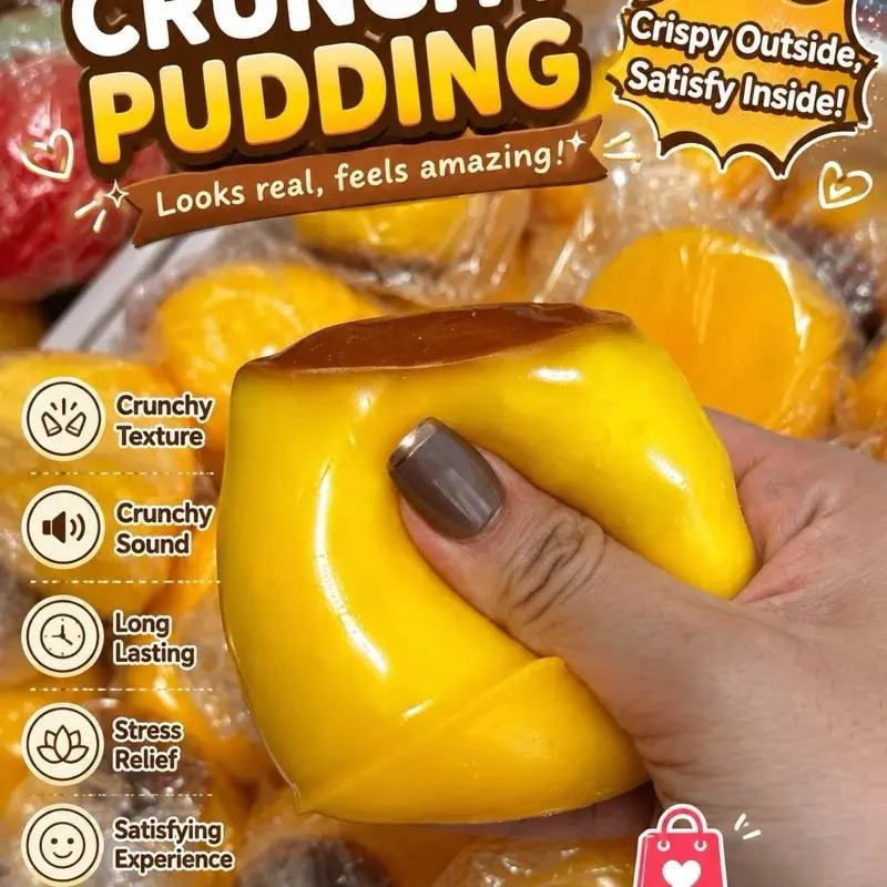 Crunchy Bead Filled Pudding Squishy ASMR Squeeze Toy Soft Sticky Stress Relief Sensory Fidget Toy For Adults