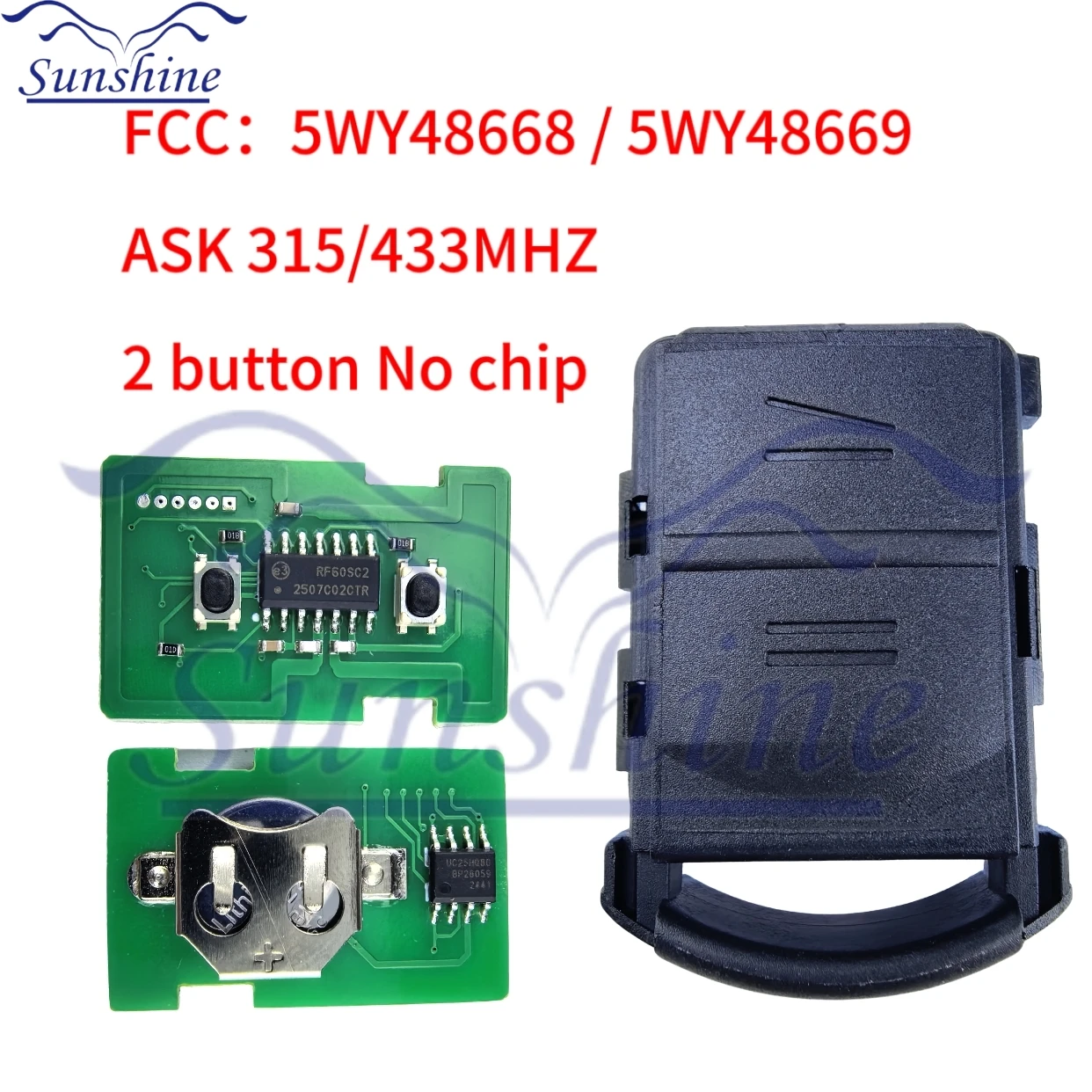Sunshine Car Remote Key 5WK48668 NO Chip For Vauxhall For Opel Corsa C Meriva Tigra Combo Van 433.9/315 MHz ASK Without Blade