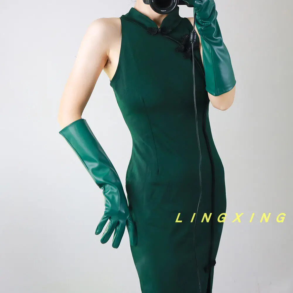 16 Zoll (40 cm) lange Handschuhe aus Leder, Lack-PU, LATEX, Fashion Tech Silver, Subkultur-Accessoires für Damen, leicht, thermisch, Cyberpunk-Stil – Detail 34