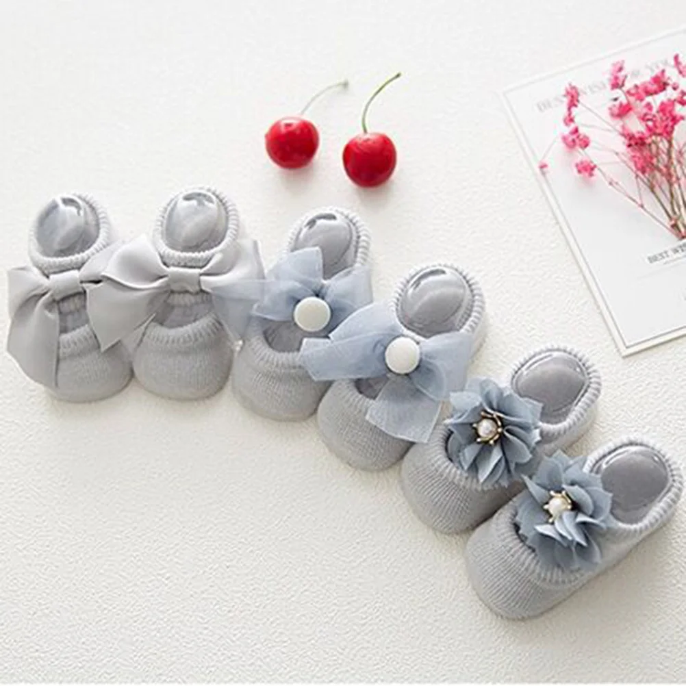 

3Pairs Breathable Soft Baby Socks Non-Slip Cotton Size S for 0-12 Months Size M 13-36 Months Toddler Floor Socks Safe Walking