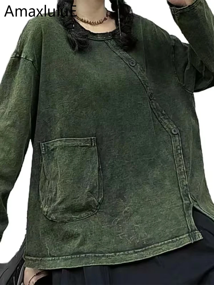 

Amax luluE Fashion Vintage Womens Spring Tops Luxury Punk Casual Classic Loose Tshirts Harajuku Gothic Cotton Clothes Streetwear