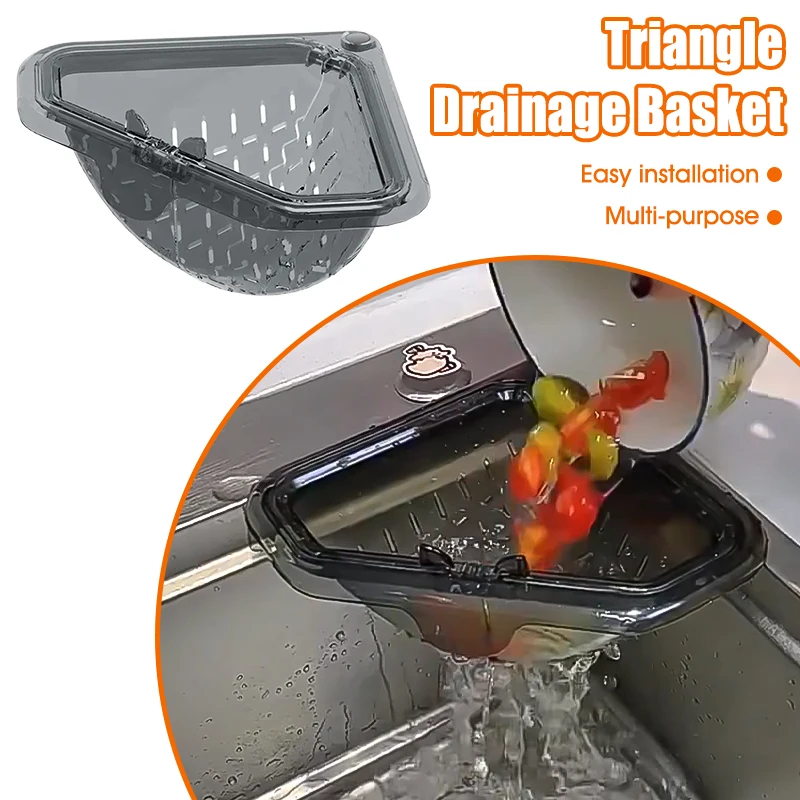 

Sink Food Catcher Corner Basket Magnetic Suction Drainage Strainer Separate Anti-leak Sink Drain Basket Filter Kitchen Storage