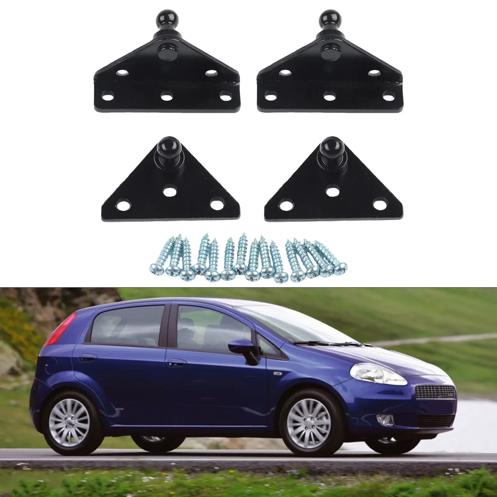 For Gas Struts Ball Stud Mounting Bracket Set for Lift Supports and Shocks 2 L Shape Brackets and 2 Flat Brackets with 16 Screws