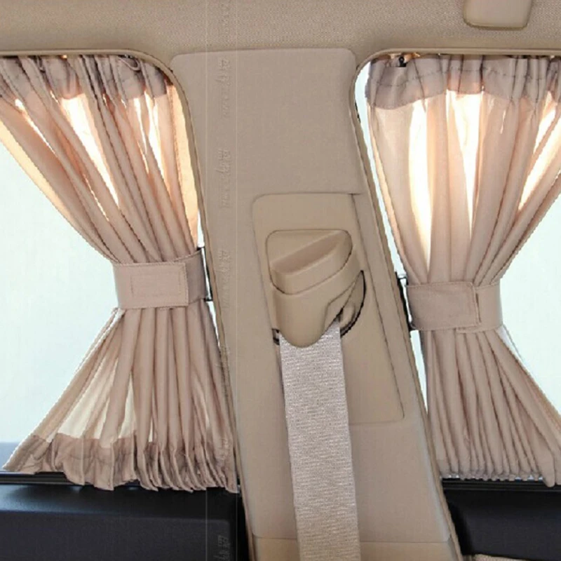 2pcs Car UV Protection Sun Shade Curtains Sides Window Visor Mesh Cover Shield