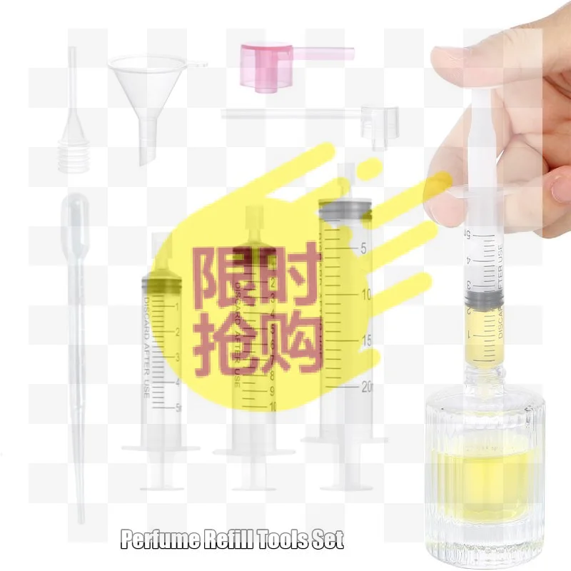 Perfume Refill Tools Set Plastic Diffuser Syringe Straw Dropper Funnel Spray Dispensing Required Cosmetic Tools Pump Extractor