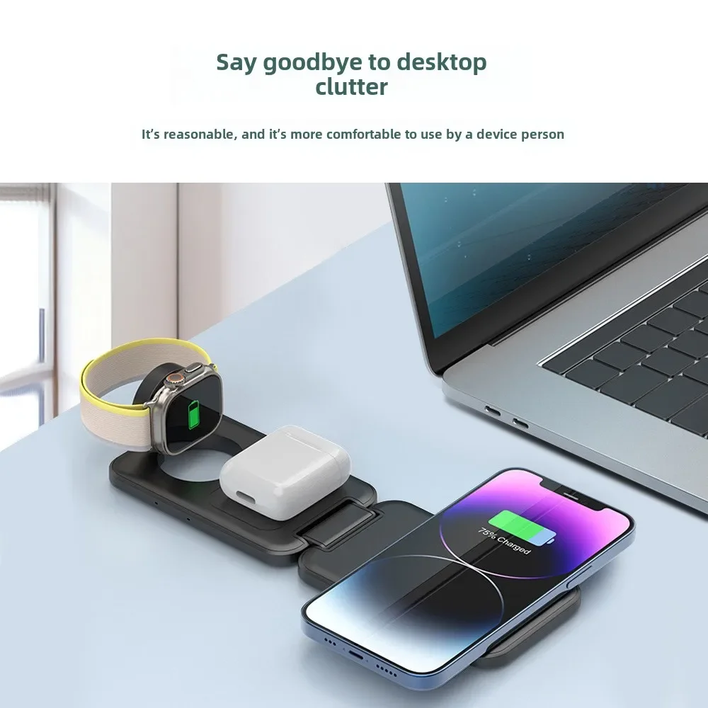 

Qi2 Charger Wireless Devices 3-in-1 Wireless Charging Station Bedroom Desk Portable Charger Fast Charge Type C Holder for Phone