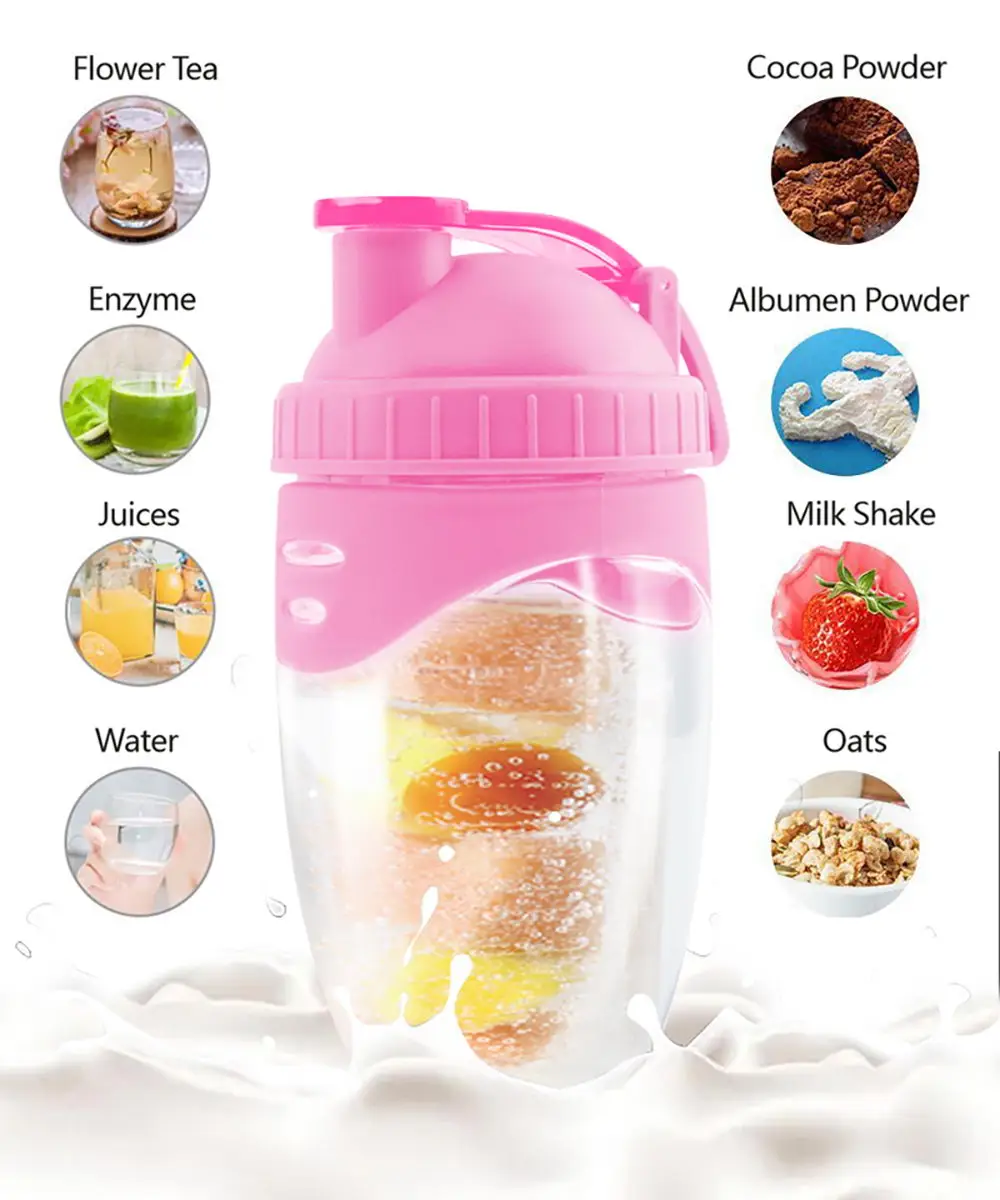 Protein Shaker Flasche Auslaufsichere Flasche Pulver Shake Cup Wasserflasche Kunststoff Mischbecher Bodybuilding Übungsflasche