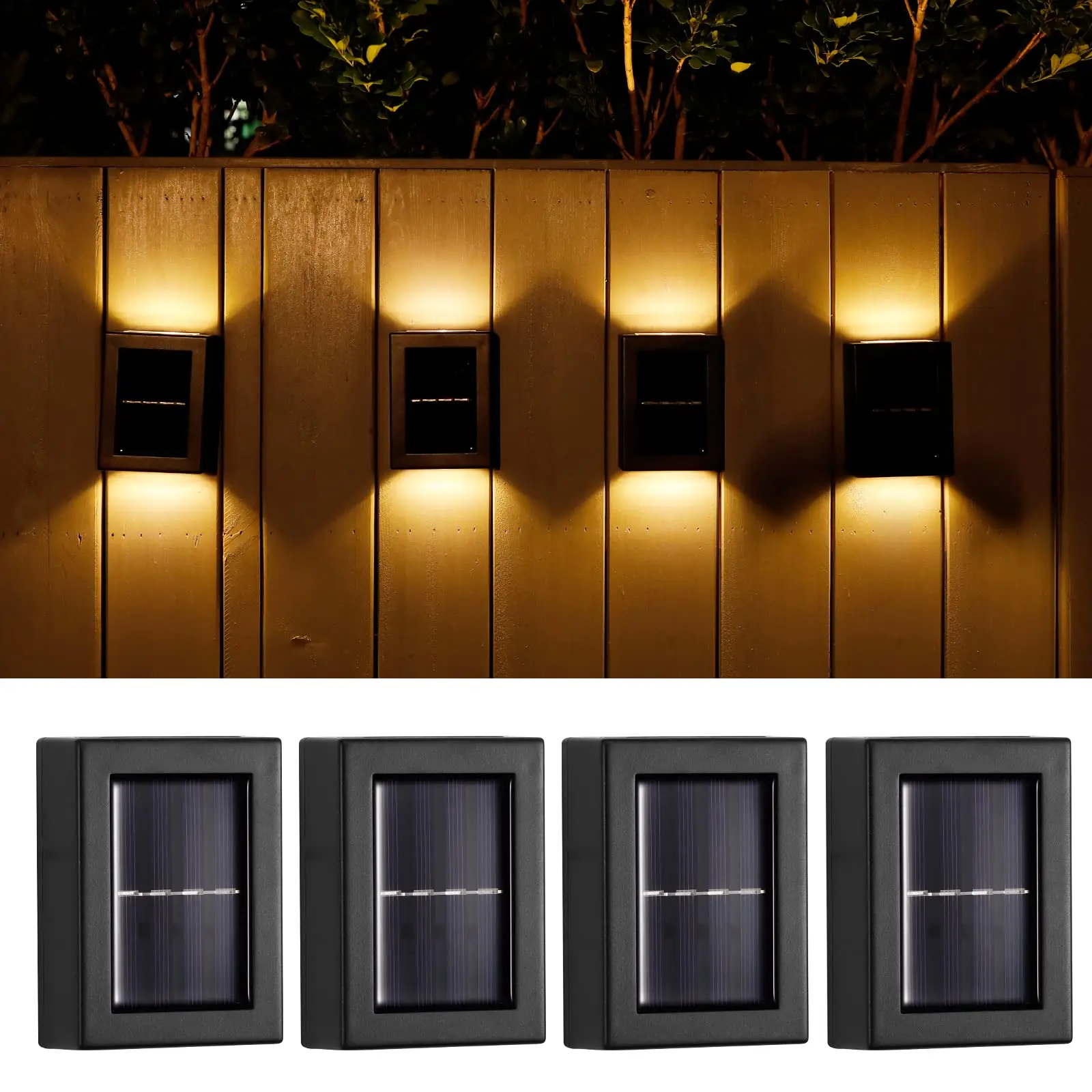 

4PCS Solar Stree Wall Light Outdoor Up and Down Washer Light Waterproof Garden Street Landscape Balcony Yard Porch Decor Lamp